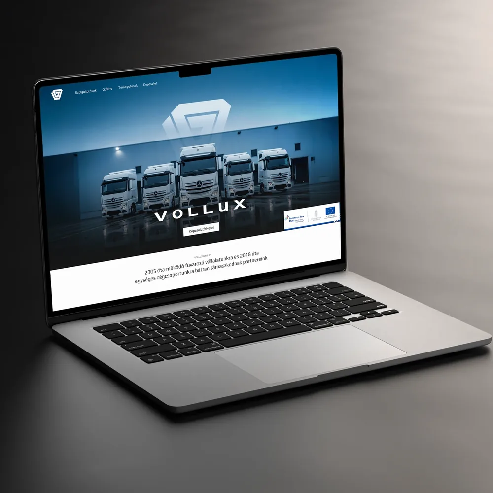 The Vollux haulage company website on a laptop screen